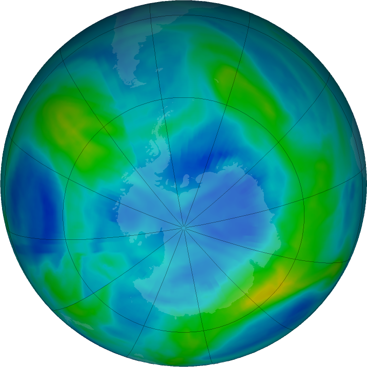 Antarctic ozone map for 13 April 2018